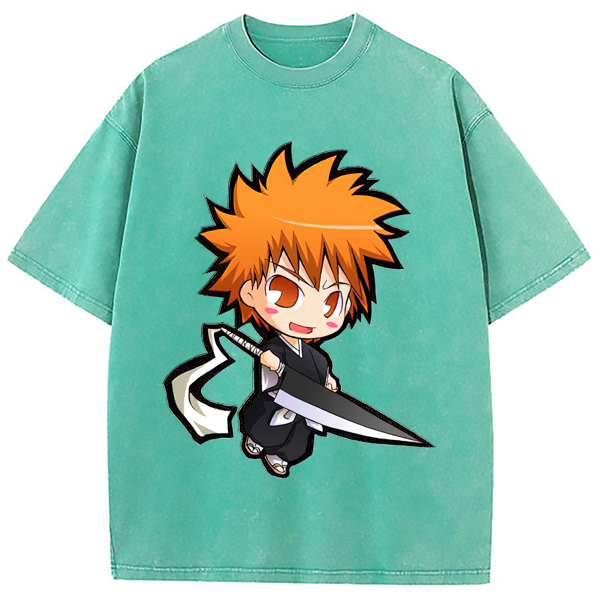 （画像用） ブリーチ 黒崎一護（くろさき いちご）BLEACH Kurosaki Ichigo 綿100% ヴィンテージ風 半袖Tシャツ（フロントプリント）